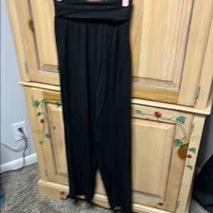 Black wide leg modal pant